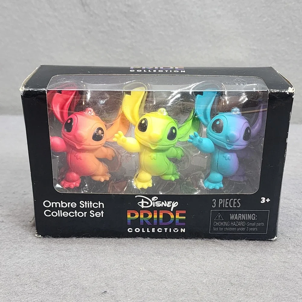 Disney Ombre Stitch Collector Set Pride Rainbow Figures Unisex 3pc Box Set 46019
